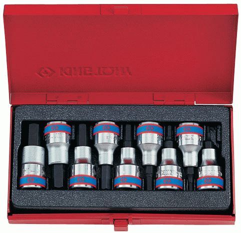 Набор торцевых насадок 1/2", Hex, 3-14 мм, L = 60 мм, 9 предметов KING TONY 4110PR