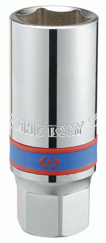 Головка свечная шестигранная 1/2", 21 мм, L = 70 мм, резиновый фиксатор KING TONY 463521R