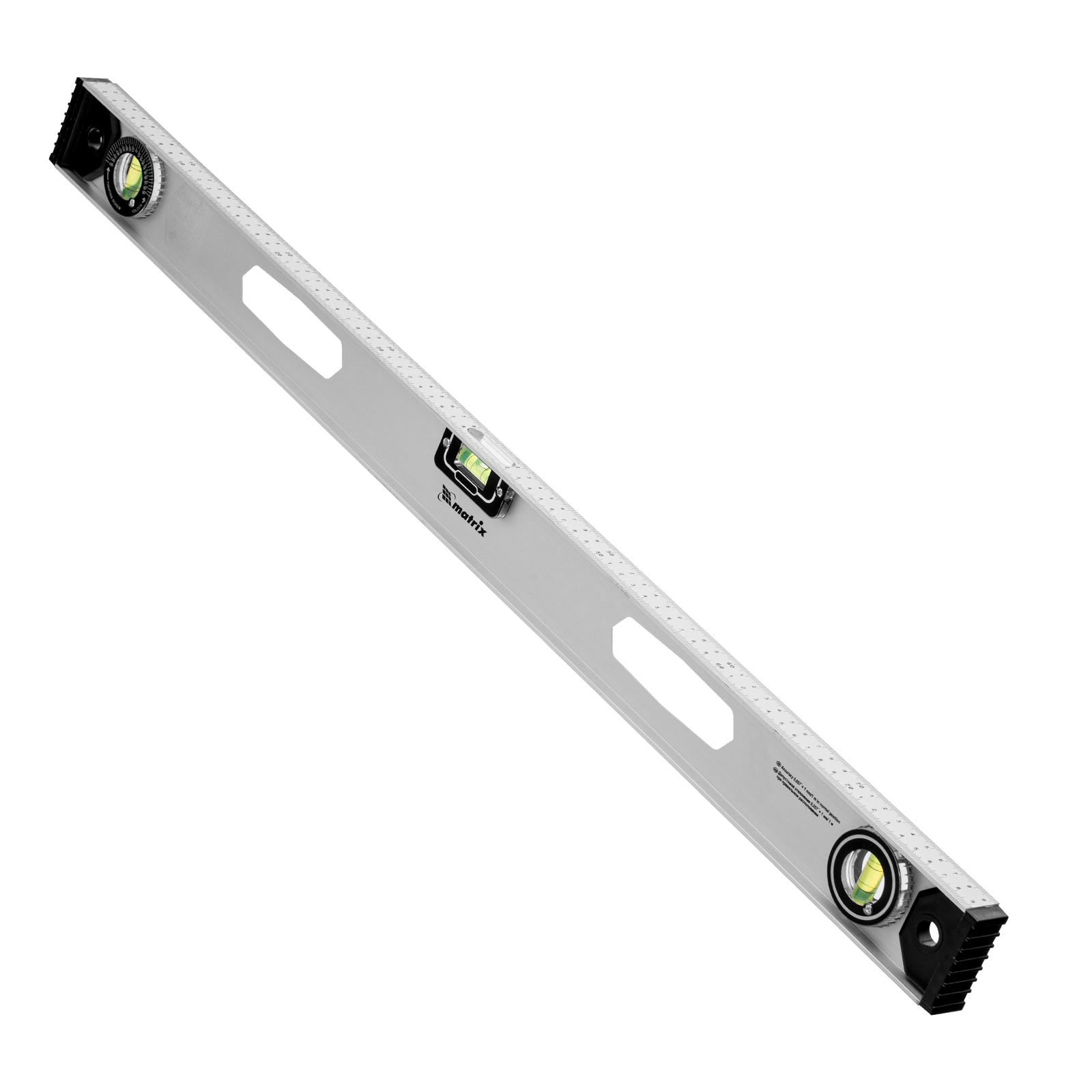 Уровень алюминиевый "Рельс", 800 мм, 3 глазка (1 поворотный) Matrix