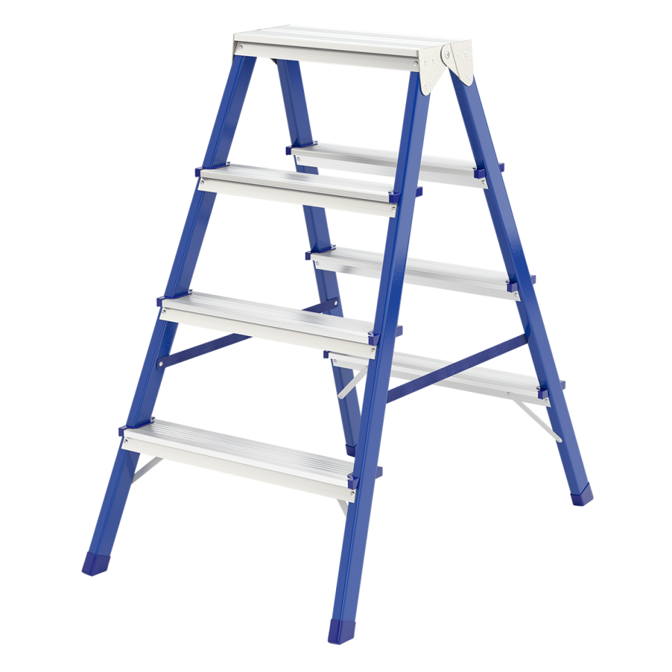 Стремянка двусторонняя 4 ступени, стальная, Россия, Сибртех