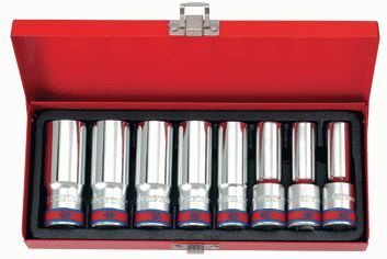 Набор глубоких торцевых головок 1/2", двенадцатигранные, 1/2"-15/16", 8 предметов KING TONY 4208SR