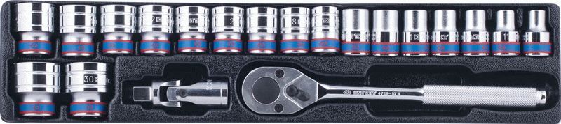 Набор торцевых головок 1/2" с принадлежностями, ложемент, 20 предметов KING TONY 9-4319MR