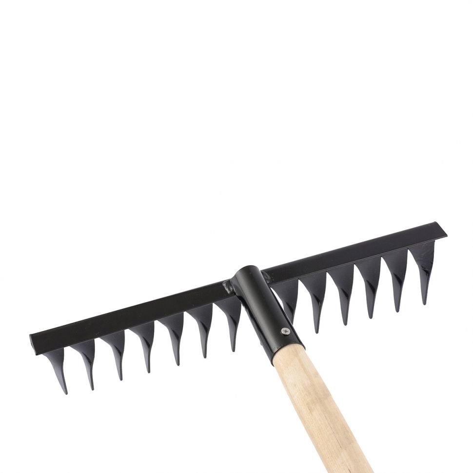 Грабли стальные, 350х1300 мм, 14 витых зубьев, деревянный черенок, Россия, Сибртех