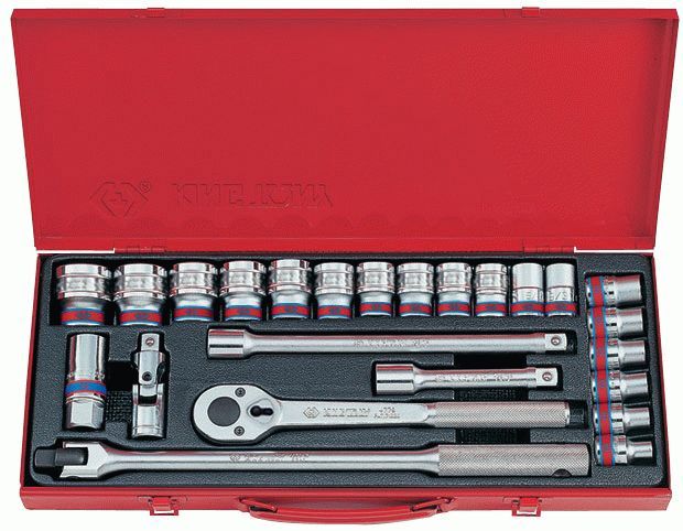 Набор торцевых головок с принадлежностями 1/2", шестигранные, 3/8-1&1/4", 24 предмета KING TONY 4532SR