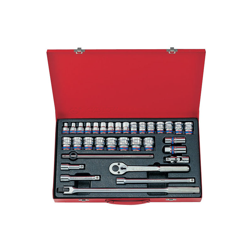 Набор торцевых головок с принадлежностями 1/2", шестигранные, 8-32 мм, 33 предмета KING TONY 4534MR