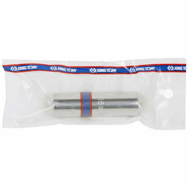 Головка свечная двенадцатигранная 1/2", 16 мм, L = 70 мм, резиновый фиксатор KING TONY 463016R