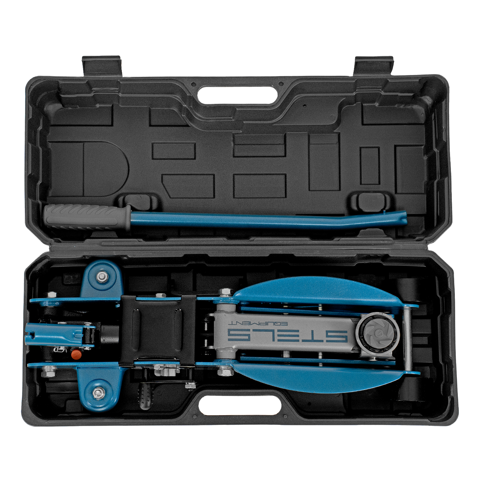 Домкрат гидравлический подкатной с фиксатором, 2.5 т, Safety Pin, 140-385 мм, в кейсе Stels