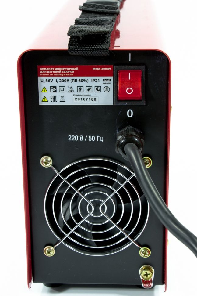Аппарат инверторный дуговой сварки ММА-200IW, 200 А, ПВР 60%, диаметр электрода 1.6-5 мм, провод 2 м Kronwerk