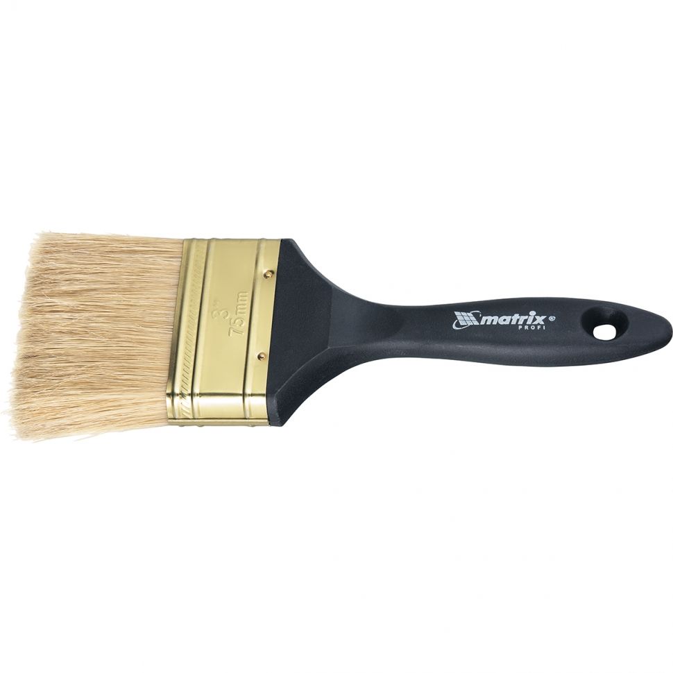 Кисть плоская "Профи" 1.5", натуральная щетина, пластмассовая ручка MTX