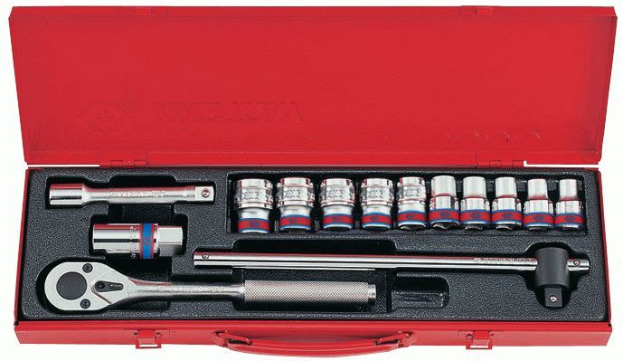 Набор торцевых головок с принадлежностями 1/2", двенадцатигранные, 3/8"-15/16", 14 предметов KING TONY 4012SR