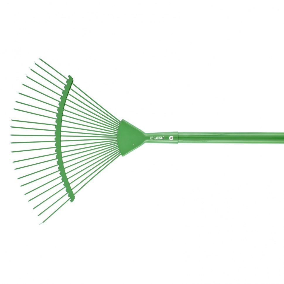 Грабли веерные стальные, 420 х 1585 мм, 22 круглых зуба, эмалированные, стальной черенок, Palisad